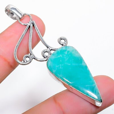 #ad Amazonite Handmade Gemstone 925 Sterling Silver Jewelry Pendant 2.48quot; A512 $10.66