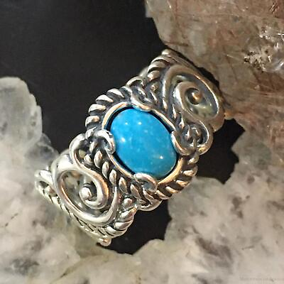 #ad Carolyn Pollack Sterling Oval Sleeping Beauty Turquoise Decorated Ring For Women $56.25