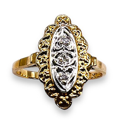 #ad Natural Diamond 10k Yellow Gold Woman textured Ring 3 Grams 6.75 2826 $299.24