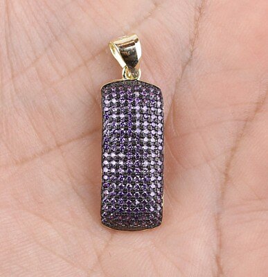 #ad PURPLE DOTS SIMULATED AMETHYST .925 SOLID STERLING SILVER PENDANT #16058 $12.00