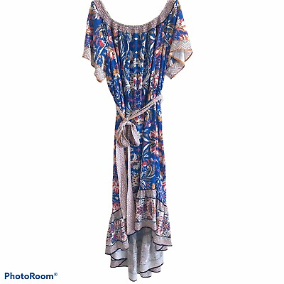 #ad Kiki LaRue Womens Dress Laken Floral Print Blue White Plus Size 3X New $26.99