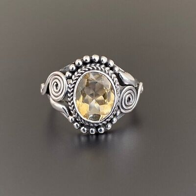 #ad Yellow Citrine Gemstone 925 Silver Ring Handmade Jewelry Ring Birthday Gift $9.19