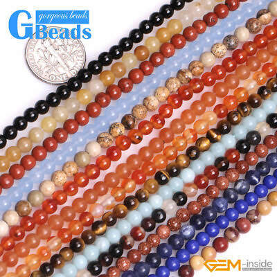 #ad 4mm Smooth Round Assorted Gemstone Beads for Jewelry Making Free Shipping 15quot; $7.69