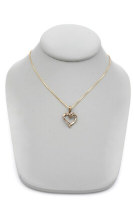 #ad Ross Simons Gold Plated Sterling Silver 925 Diamond Heart Pendant Necklace 18quot; $26.99