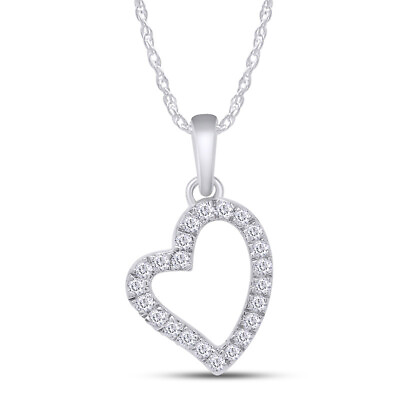 #ad 1 7 cttw Lab Grown Diamond Steal my Heart Necklace Pendant 925 Silver 18quot; Chain $134.41
