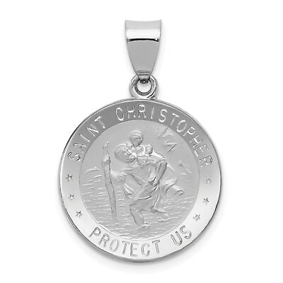 #ad 14k Gold Polished Satin St Christopher Medal Hollow Pendant XR1301 $330.09