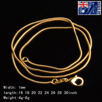 #ad Wholesale 18K Yellow Gold GP 1MM Classic Snake Necklace Chain Mens amp; Womens Gift AU $8.55