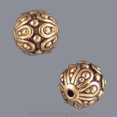 #ad Elegant Round Beads Pewter Gold Plated P881 6 TierraCast 7mm 1.1mm Hole $5.40