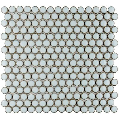#ad Merola Tile Hudson Penny Round Silk White 11 7 8 in. x 12 5 8 in. Porcelain M... $253.42