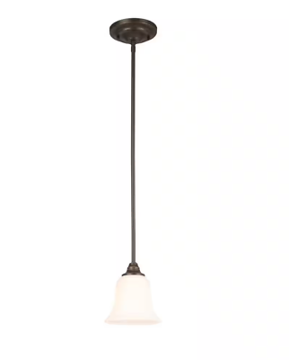 #ad Hampton Bay 1 Light Oil Rubbed Bronze Mini Pendant with Frosted White Shade $18.00