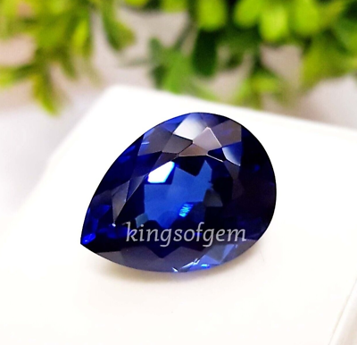 #ad 32 Ct Blue Sapphire Color Pear Loose Gemstone Very nice Quality Cornflower $16.59