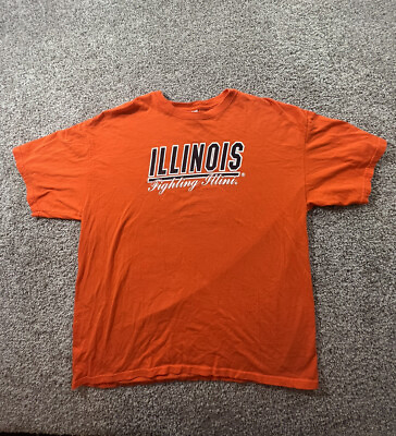 #ad Vintage illinois Fighting illini Mens Shirt Sz XL relaxed fit Orange $24.88