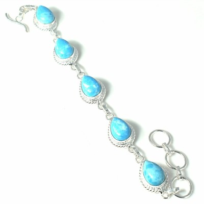 #ad Blue Larimar Gemstone Handmade 925 Sterling Silver Jewelry Bracelets Sz 7 8 $10.99