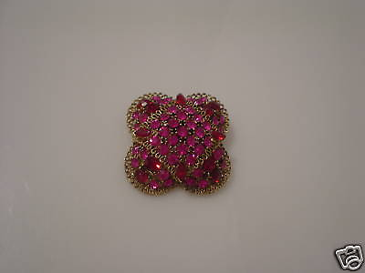 #ad red amp; hot pink rhinestone pin brooch filigree setting $44.00
