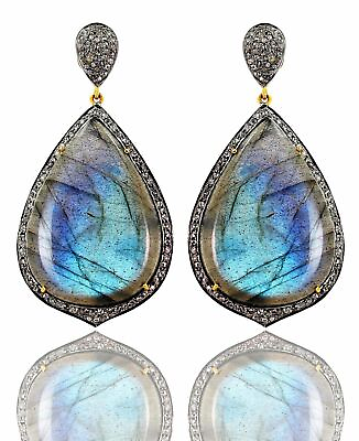 #ad Labradorite Diamond Dangle Earrings 925 Sterling Silver Jewelry Gift Her $187.99