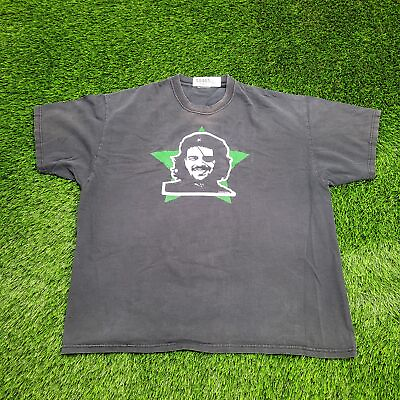 #ad Vintage Y2K Che Guevara Cuba Marxist Shirt XL Short 24x26 Sun Faded Black 2003 $54.80
