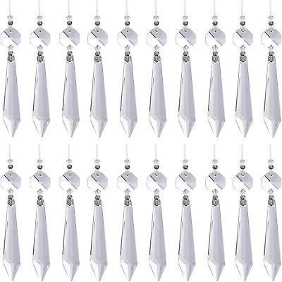 #ad #ad 20 Pieces Clear Chandelier Crystals 63mm Replacement Crystal Icicle Prisms $17.49