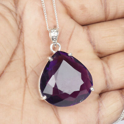 #ad Large 105ct Violet Amethyst Pendant 925 Sterling Silver Jewelry Gift for Love y3 $36.80