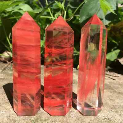 #ad Red Smelting Cherry Quartz Tower Healing Crystal Point Chakra Reiki Obelisk Gift $12.99