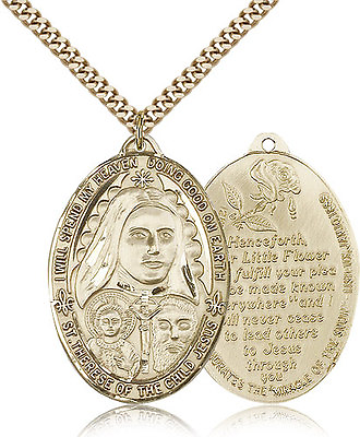 #ad Saint Therese Of The Child Of Jesus Medal For Men Gold Filled Necklace On 2... $413.25