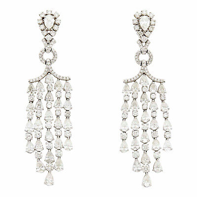 #ad Long Chandelier Engagement Bridal Earrings With 16.00CT White CZ In 925 Silver $340.00