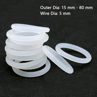 #ad 5mm Silicone O Ring Food Grade Seal Washer OD 15 mm 80 mm Rubber O Ring White $27.45