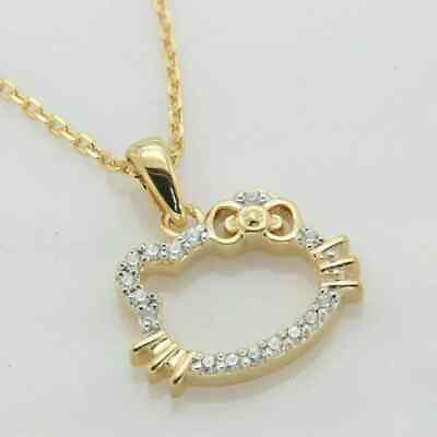#ad 1.75CT Round Cut Moissianite Pendant 14K Yellow Gold Plated Sliver 18quot;Chain $89.99