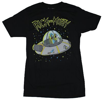 #ad Rick amp; and Morty Adult New T Shirt Big Eyed Saucer Adventure Pic $14.98
