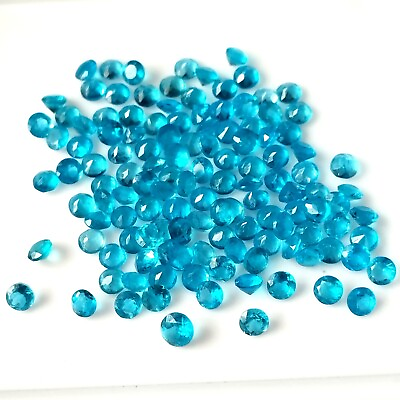 #ad Apatite 2.5 mm Round Shape Blue Neon Apatite Natural Faceted Wholesale Gemstone $11.50