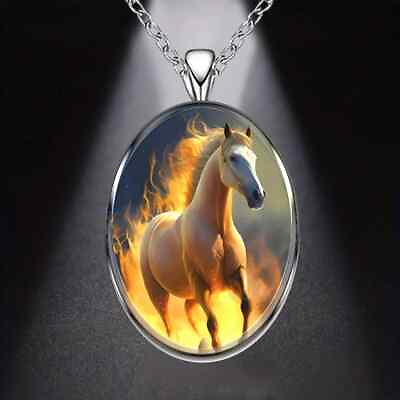 #ad Stunning Horse Oval Pendant Necklace $14.25