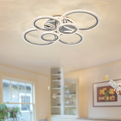 #ad LED Modern Ceiling Light Lamp Dimmable Chandelier for Living Room Bedroom Chrome $119.49