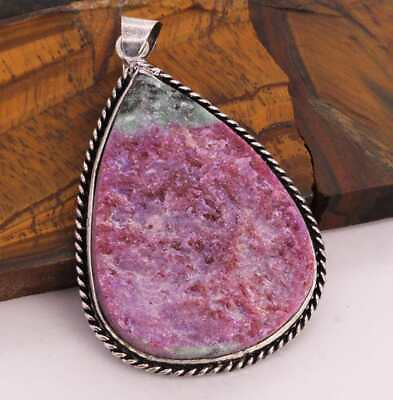 #ad Rough Ruby Zoisite 925 Silver Plated Handmade Pendant of 2.5quot; $3.99