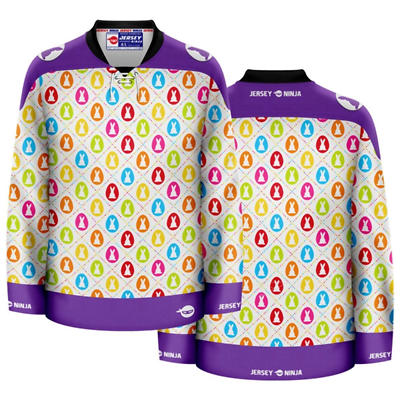 #ad Easter Dotted Rabbits Ugly Sweater Hockey Jersey $99.95
