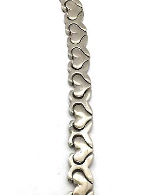 #ad Solid Sterling Silver 7quot; Heart Bracelet 0042 $145.34