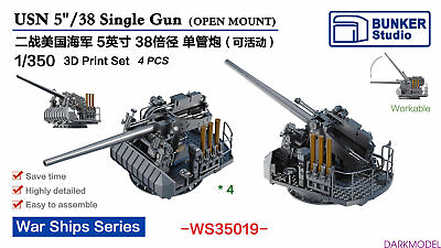 #ad BUNKER WS35019 USN 5`` 38 Single Gun Open Mount Plastic model $22.11