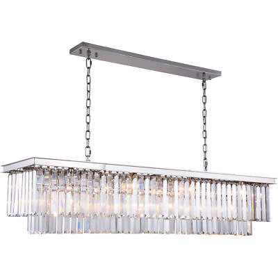 #ad Crystal Chandelier Polished Nickel Dining Room Kitchen Island Light Fixture 60in $2015.00