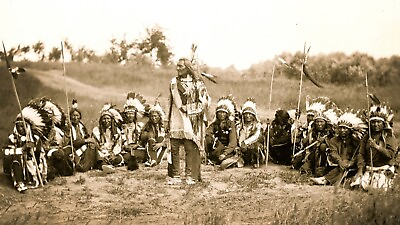 #ad Native American Indian Treaty Talks In Dakota Vintage 8 x 10  photo 1890s $7.99