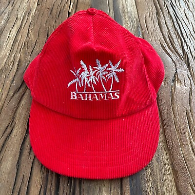#ad Vintage Bahama Cap Hat Men#x27;s Snapback Red Palm Trees Embroidered $15.77
