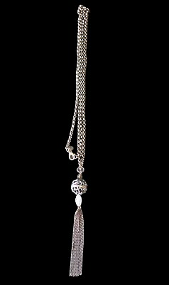 #ad Silpada Sterling Silver Filigree Sphere Crystal Tassel Pendant Necklace N1502 $80.96
