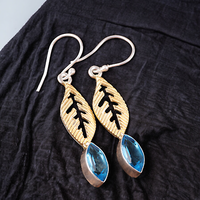 #ad Blue Topaz Gemstone 925 Silver Earring Handmade Jewelry Earring 2.11quot; $11.95