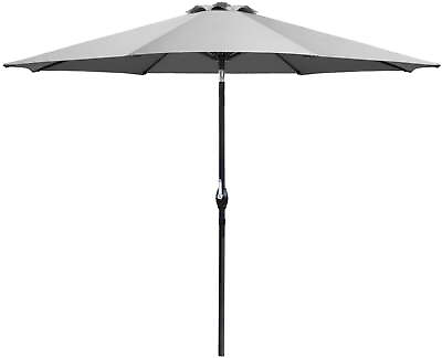 #ad 9 FT Market Patio Umbrella Outdoor Straight Umbrella with Tilt AdjustableGray $29.37