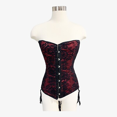#ad Red Lace Bustier Corset Top Y2K Grunge Steampunk Goth Punk Boned Size M Red $49.95
