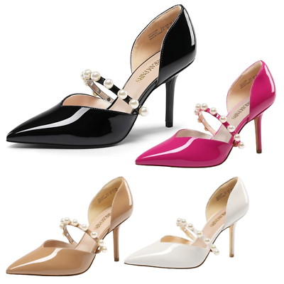 #ad Women Stilettos High Heel Pointed Toe Pearl Elegant D#x27;Orsay Pump Shoes $29.99