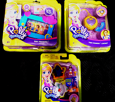 #ad 3 New Polly Pocket sets Say Freeze Frame Tiny Power Locket Polly Stick Rocket $15.00