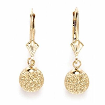 #ad 14K Solid Yellow Gold Women Children#x27;s Stylish Dangle Ball Earrings $189.00