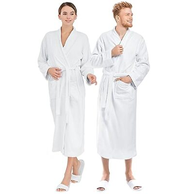 #ad Luxury White Cotton Terry Bathrobe And Slipper Set For Men amp; Women Ultra Soft... $46.06