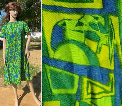 #ad handmade vintage 60#x27;s hawaiian dress mod muu aloha psychedelic aloha womens OS $47.70