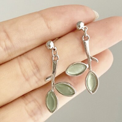 #ad Chic Fashion Women Green Leaf Silver Stud Earrings Fashion Earring $9.99