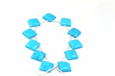 #ad 1 Strand Natural Turquoise Square Shape Smooth One Sided Flat Surface 13 14 MM $40.79