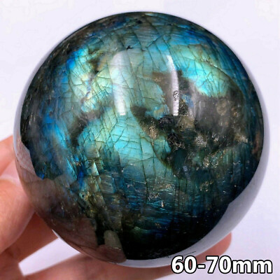 #ad 60 70mm Natural Labradorite Quartz Sphere Crystal Ball Rainbow Reiki Healing $18.62